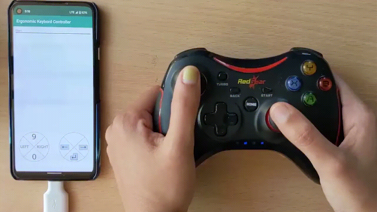 Controller typing demonstration