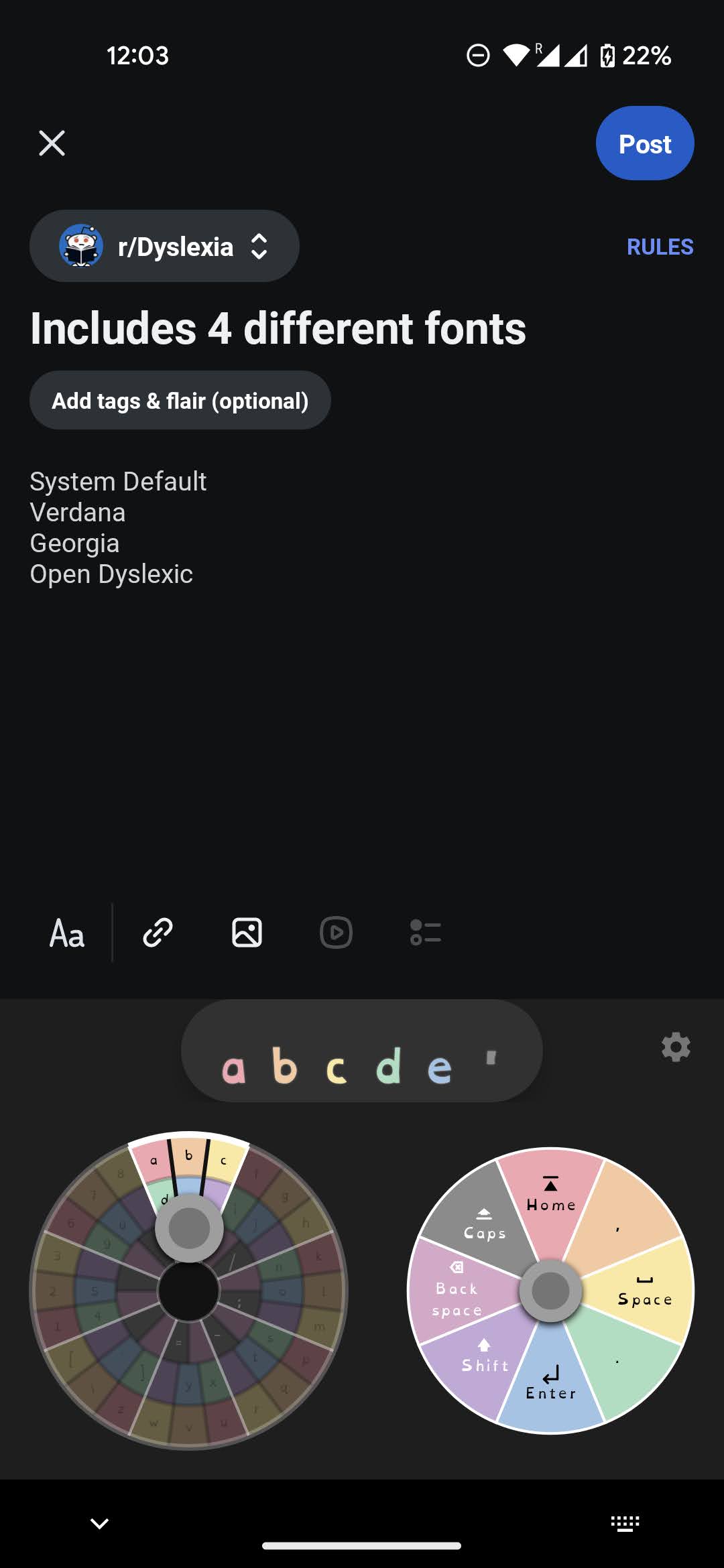 Dyslexia font on Reddit