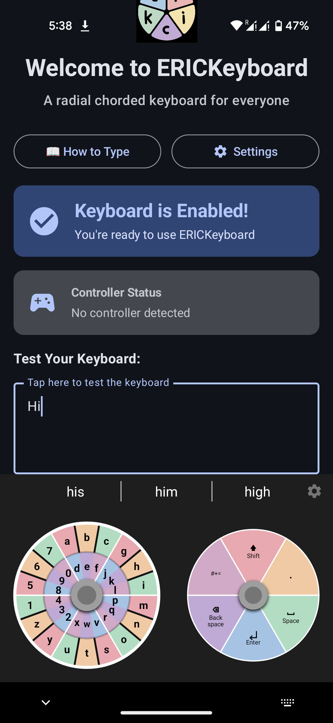 Current 6-section dial mode screenshot